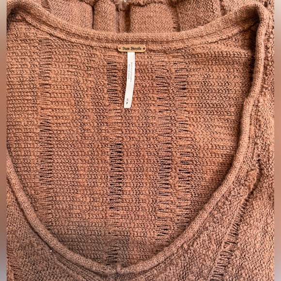 Free People S Ocean Drive Open Knit Fringe Sweater Brown EUC! - Picture 5 of 11
